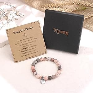 Yiyang 13th 16th 18th 21st 25th 30th 35th 40th 45th 50th 60th 65th 70th 75th 80th Birthday Gifts for Women, Natural Stone Bracelet Birthday Gifts for Women Mom Daughter Grandma Sister Coworker