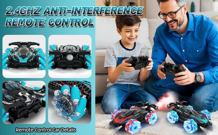 RC Stunt Car, Gesture Sensing RC Cars for Boys Girls, 2.4GHz 4WD Remote Control Car with 360° Rotating, Lights, Music, Spray, Toy Cars for Kids Age 6 7 8 9 10 11 12 Year Old Birthday Gifts