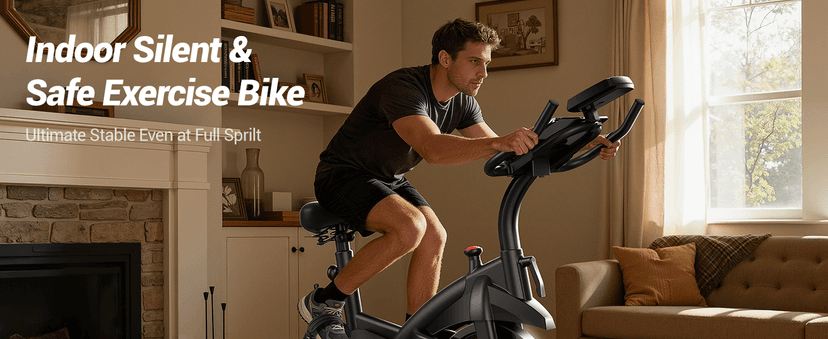 CURSOR FITNESS Exercise Bike, Brake Pad Stationary Bike for Home with Exclusive App, Stationary Bikes for Home with 300 lb Weight, Indoor Cycling Spin Bike Workout Bike with Extra Comfort Seat