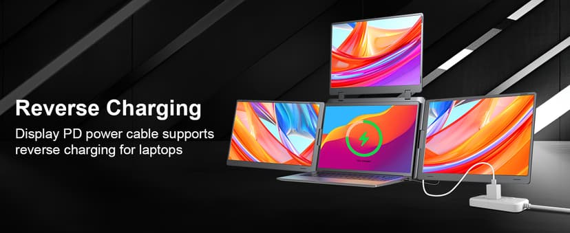 16" Triple Screen Portable Monitor for Laptop, FHD 1200P Laptop Screen Extender, 1 Cable for 3 Screens Quad Monitor, Extra Travel Computer Monitor for 12-18.5" Laptop, Fit for Win and Mac-S788 Pro