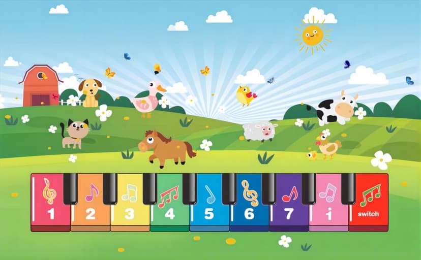 FOKI Floor Piano Mat for Toddlers, Baby Kid Sensory Educational Dancing Keyboard Carpet Animal Sounds Blanket Touch Playmat Musical Mats Birthday Toddler Toys for 1 2 3 4 5 Year Old Boy Girl Gifts