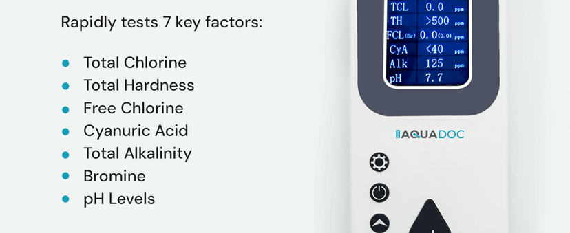 Eagle Ray Digital Water Testing Kit for Spa & Pool - Digital Hot Tub Water Tester by AquaDoc with Analyzer & Hot Tub Test Strips for Chlorine, Bromine, Total Hardness, pH and More