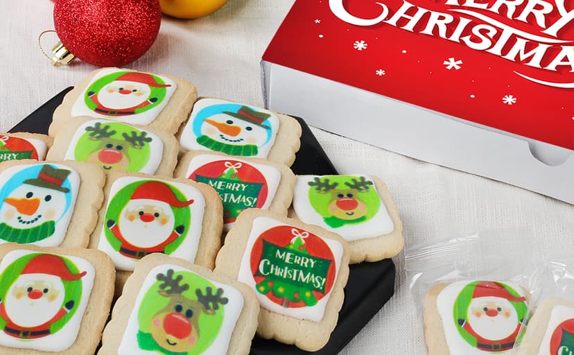 Christmas Cookies Gift Baskets Box for Men Women Kids | Holiday Cookie Treats decorated | Individually Wrapped Sugar | Nut Free | 4 Pack