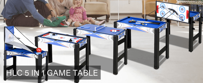 5in1 Multi-fuction Games Table,Folding Multi Game Combination Table Set with Ping Pong, Pool Billiards, Air Hockey, Bowling, and Shuffleboard for Indoor, Outdoor