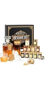 Whiskey Smoker Kit with Torch - 6 Flavors Wood Chips, 2 Glasses, 2 Ice Ball Molds - Cocktail Smoker Infuser Kit, Old Fashioned Drink Smoker Kit, Birthday Bourbon Whiskey Gifts for Men,Dad(NO Butane)