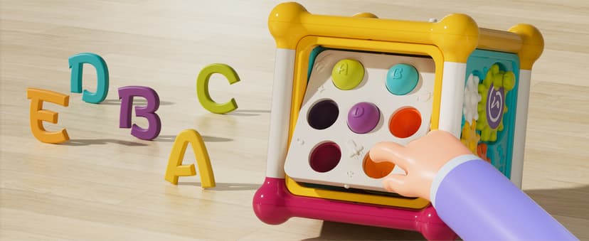 PANITU Baby Activity Cube, Cube Toys for Babies 6-12 Months, Toddler Music Busy Board with 4 Sensory Shape Blocks, 6-in-1 Educational Early Development Toy, Christmas, Birthday Gift for 1 Year Old