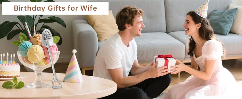 Wife Stocking Stuffers White Elephant Gifts, Romantic I Love You Gift for Her Valentines Mothers Day, Wifes Ice Cream Shovel Wife Gift from Husband, To My Wife Christmas Anniversary Birthday Gifts Her B0DY7GNQ58