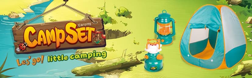 FUN LITTLE TOYS Pop Up Play Tent with Camping Gear and Tools Set, Outdoor Toys for Kids B07KKB4LFM