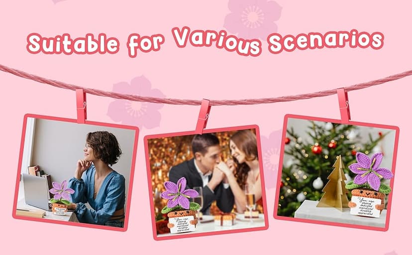 Handmade Friendship Crochet Purple Lily Flower Doll with Appreciation Card – To My Friend Gift for Best Friend Woman, BFF, Bridesmaid, Coworker, Her – Graduation, Birthday, Wedding, Christmas