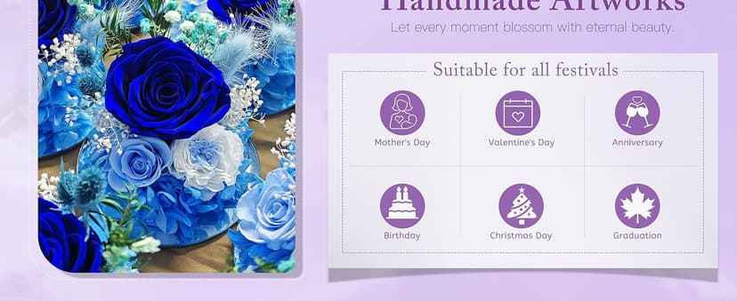 FIACO Preserved Rose Christmas Birthday Gifts for Women Forever Fresh Flowers Delivery Gifts for Mom Grandma Wife Anniversary Eternal Roses in Glass Angel Figurines