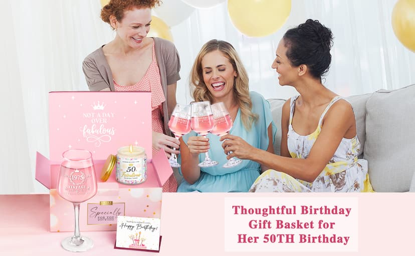 LUCOTIYA 50th Birthday Gifts for Women 50th Birthday Gifts for Her Vintage 1975 Gifts Idea For Women,Friends,Sister,Mom,Aunt