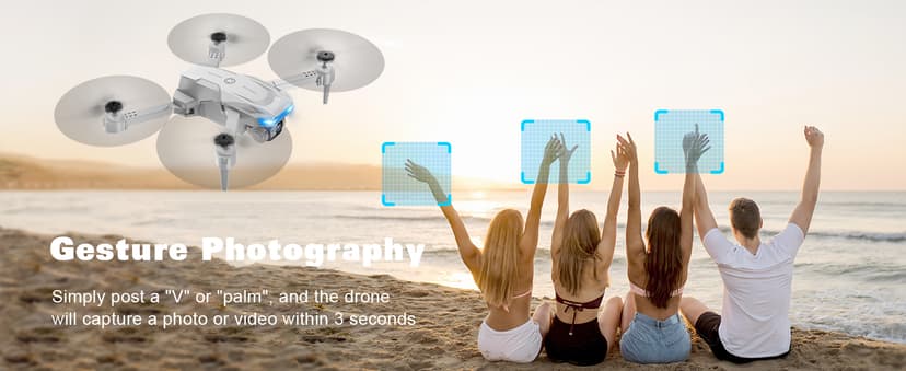 Drone with 1080P Camera - Foldable Remote Control Quadcopter with Gesture Control, 3D Flip, One Key Start, Emergency Stop, 2 Batteries, Easier to use, Toy for Adults Beginners, Grey