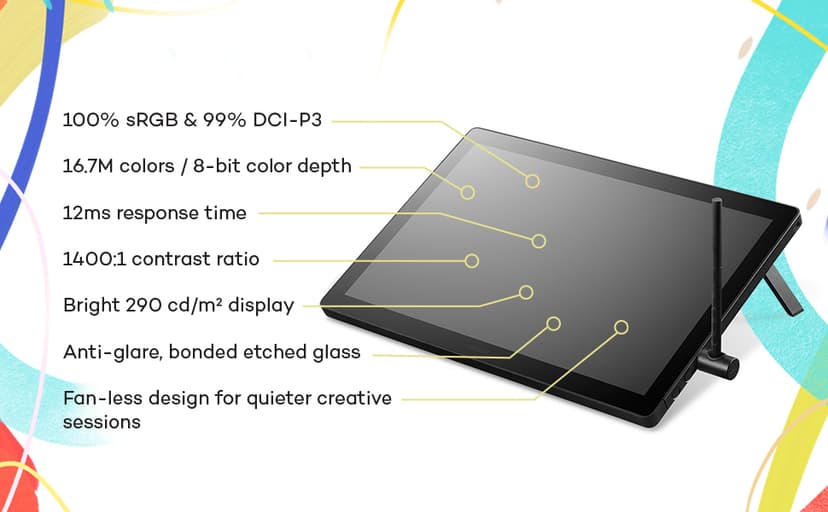 Wacom Cintiq 16 Drawing Tablet with Screen, 16 inch Display, Pro Pen 3 (Battery-Free), 100% sRGB Pen Display for Artists, Designers, Animation, Game Dev, Works with Mac, PC