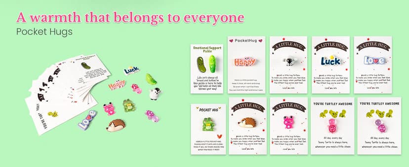 Pocket Hug 10 Sets, DIY Cute Mini Encouragement Gifts with Cute Resin Tokens Inspirational Thinking of You Keepsake Long Distance Friendship Appreciation Gifts for Friends Family Coworkers B0F1SNXLSH