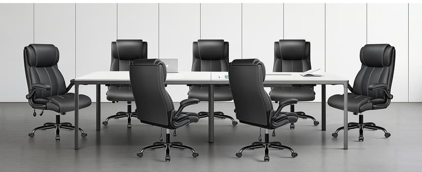 BESTFAIR Ergonomic Office Chair - Desk Computer Chair, Leather High Back Executive Chairs with Adjustable Lumbar Support & Flip Up Arms, Rocking, Black