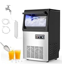 Nugget Ice Maker, 80 LBS/Day with 15 LBS Storage Bin, Freestanding Undercounter Ice Maker Machine Stainless Steel, Soft Chewable Pellet Ice Machine for Home Bar Kitchen Office, Self-Cleaning