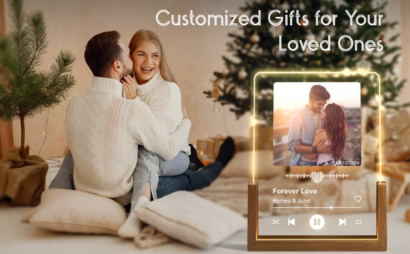 Custom music plaque picture frame, Valentine, anniversary, birthday gift for him, her, boyfriend, girlfriend, wife or husband LUCKOR Custom Music Photo Plaque, Valentine Gift for Couples B0CYCFTDYN