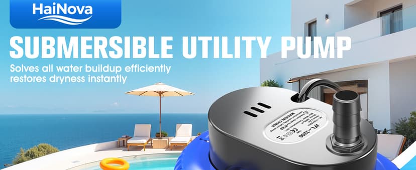 Pool Cover Pump above Ground, Submersible Water Sump Pump Swimming Water Removal Pumps,Submersible Pump for Pool Draining,Pool Pump 16FT Drainage Hose,25 FT Extra Long Power Cord, 850 GPH,4 Adapters