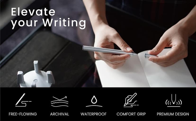 Vertically Standing Executive Ballpoint Pen with Top Grade Free-Flowing Ink Refill, Metal Made, Unique Gifts, Men Gifts Ideas novium Hoverpen - Luxury Pen for Men & Women, Midnight Blue B08VHS748C