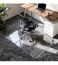 Vicwe Glass Chair Mat for Carpet,32"x48" Tempered Glass Office Chair Mat,1/5" Thick Glass Chair Mat with Rounded and Polished Edges,Smooth Glide for Carpet & Hardwood Floor Protection