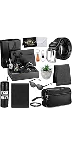 Skylety 13 Pcs Birthdays Gifts Baskets for Men Father Gift for Men Birthdays Gift Box 16 oz Tumblers Wallet Toiletry Bag Sock Bottle Opener Belt Bracelet Glasses Pen for Father's Day Dad Husband B0DJ92ZCJ1