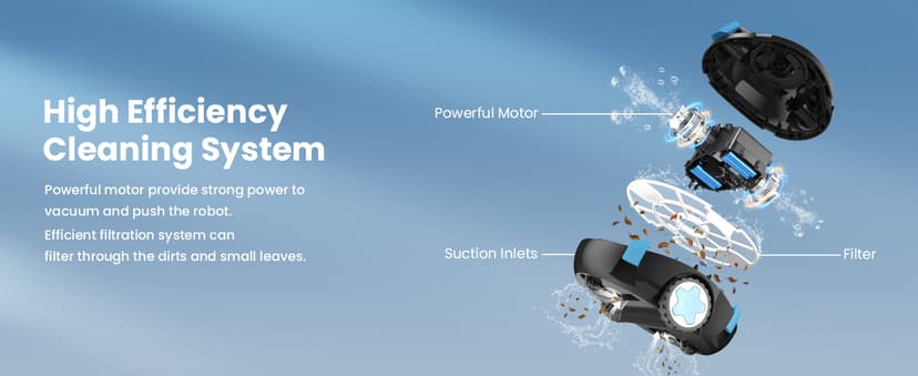 Y10 Cordless Robotic Pool Cleaner, Automatic Pool Vacuum - Ultra Long Battery Life, Powerful Suction, Self-Parking, Lightweight for Above/Inground Pools Up to 65ft/1100 Sq.Ft (Obsidian)