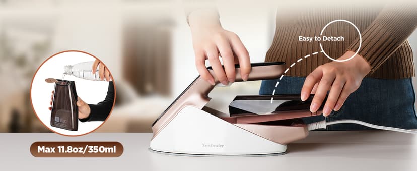 Newbealer Steam Generator Iron, 1500W Turbo Steamer for Clothes, 2 Bar Pressure Clothes Iron, 4 Steam & 4 Dry Heat Modes, Fast Heat-Up, 350ml Detachable Tank, Auto-Off, Self-Cleaning (Gold)