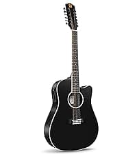 Vangoa 12 String Guitar Acoustic Electric, Upgraded Guitar 12 Strings Bundle for Beginner Intermediate Adults Teens, Guitarra de 12 Cuerdas, Spruce Top Bone Nut, Black, Matte