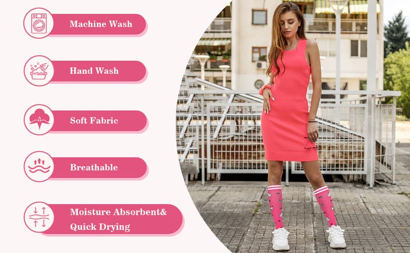 Running Athletic Nurses Work Support Travel Flight Sports Junely 3 Pairs Compression Socks for Women Knee High Stockings B09R7RT9X9
