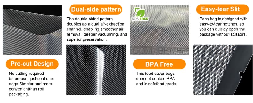 MEGAWISE Vacuum Sealer Bags (8''x 12''-110pcs) for Food Freshness Preservation, BPA Free Vacuum Storage Bags for Food or Sous Vide, Seal a Meal,Double-Sided Texture, Double Lock Freshness (110 count)