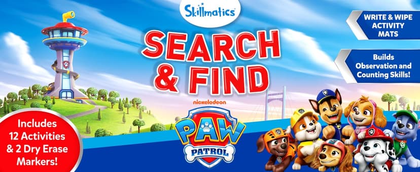 Reusable Write & Wipe Mats, Learning Games, Educational Toy for Toddlers, Kids, Boys & Girls Ages 3, 4, 5, 6 Skillmatics Search and Find PAW Patrol, Preschool Activity, Christmas Gift B0FQVC9MGX