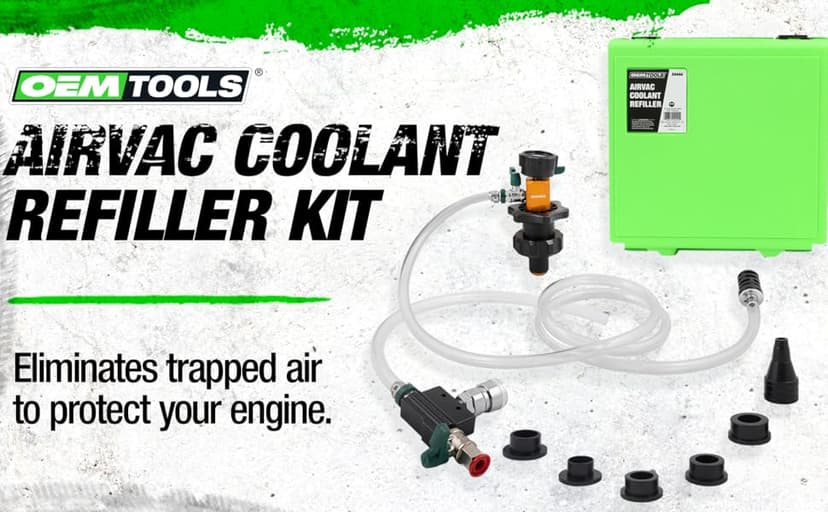 OEMTOOLS 24444 Cooling System Refiller AirEvac Kit, Quickly Refill Cooling Systems, Eliminate Trapped Air, Prevent Engine Damage, Universal Adapter, Leak Test, Includes 5 Bushings & Storage Case