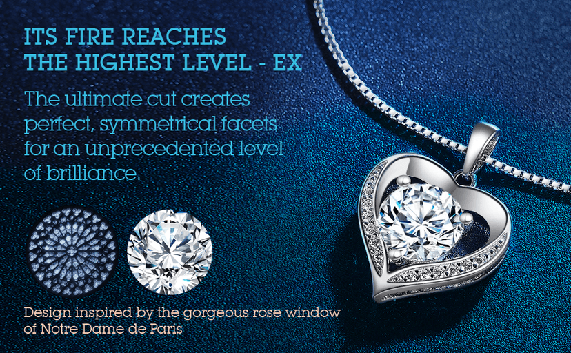 ONLYLIKE Heart Pendant Necklace Gifts for Wife, Engraved 'I LOVE YOU' Gift for Wife, 1-3 Carat Moissanite Necklace, Anniversary Eternity Jewelry Present for Wife, Birthday Gifts for Women