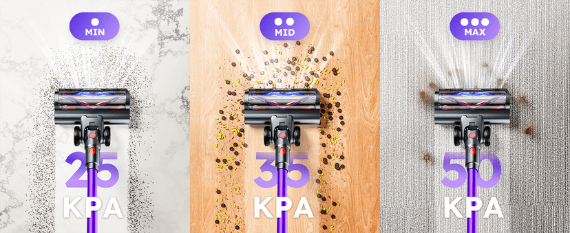 Cordless Vacuum Cleaner, 500W 50KPA 60Mins Vacuum Cleaners for Home, Self-Standing Stick Vacuums with LED Display, Anti-Tangle, Lightweight, Rechargeable Wireless Vacumm for Pet Hair Carpet Floor