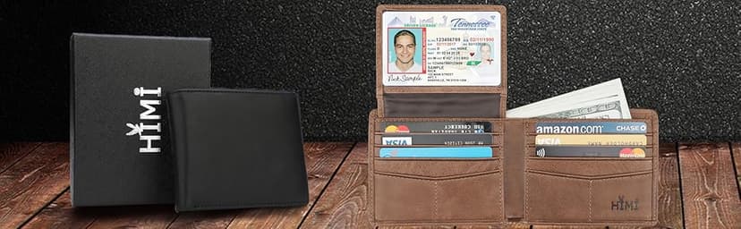 HIMI Wallet for Men-Genuine Leather RFID Blocking Bifold Stylish Wallet With 2 ID Window
