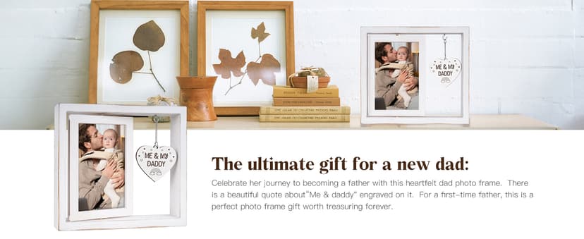 New Dad Gifts, First Time Dad Gifts, Me and My Daddy Picture Frame, Baby Gift for Daddy,Room Decor Vintage Style,Baby Gender Neutral Rotating Photo Frame 4x6