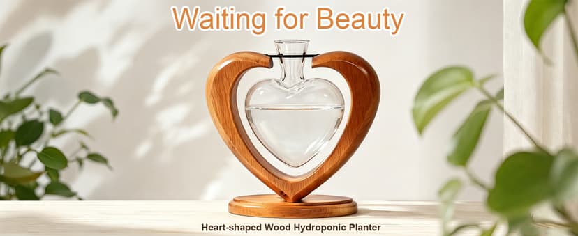 Rooting Vase for Cuttings, Plant Terrarium, Air Plant Holder, Plant Lovers Mom Wife Gift Home Office Christmas Tabletop Decor Plant Propagation Station, Heart Glass Vase, Solid Wooden Stand B0GL1XT2S7