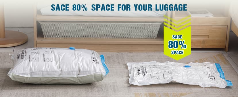 Vacuum Storage Bags for Travel, 8 Pack (4S+4XS) Vacuum Seal Bags with Wireless Rechargeable Electric Pump, Travel Essentials Space Saving Compression Bag for Clothes, Luggage, Suitcase, Backpack, Trip