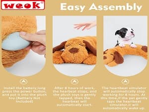 Heartbeat Puppy Toy, Comfort Cuddler Pillow, Dog Anxiety Relief Calming Aid,Heartbeat Stuffed Toy for Dogs,Puppy Heartbeat Toy Sleep Aid,Dog Heartbeat Toy for Pet