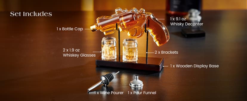 Birthday Gifts for Men Dad, Kollea Gun Whiskey Decanter Set with Shot Glass, Cool Anniversary Christmas Gifts Ideas for Him Husband Brother, Funny Military Retirement Present, Home Bar Drinking Party