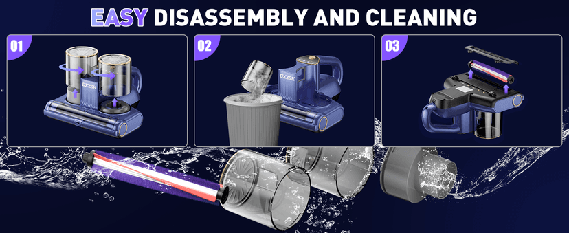 Mattress Vacuum Cleaner, 16kPa Bed Vacuum Cleaner with 253.7nm UV-C Light, Ultrasonic & 140℉ Heating, Dual Cup & Widen Suction Port Handheld Vacuums for Bed, Sofa, Couch, Crib (500W, Corded)