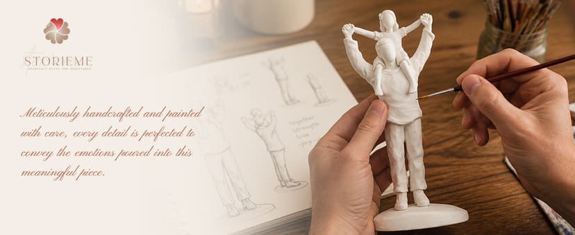 Hand-Painted Shoulder-Ride Sculpture in Gift Box for Father's Day, Birthdays, Christmas, Weddings and Home Display Storieme Father Daughter Figurine, Gift for Dad Birthday from Daughter B0F8V8VJNH