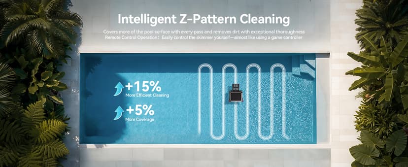 Solar-Powered Robotic Pool Surface Skimmer Cleaner with 24/7 Continuous Cleaning and Re-Engineered Twin Salt Tolerant Motors, Dual Charging,Smart Obstacle Avoidance, 150-um Filtration