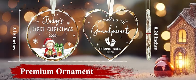 Grandparents Gifts - First Time Grandparents Gifts for Grandma, Grandpa - Baby Pregnancy Announcement Ornament for New Grandma