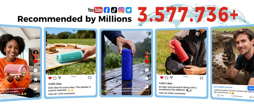 Bluetooth Speaker with HD Sound, Portable Wireless, IPX5 Waterproof, Up to 20H Playtime, TWS Pairing, BT5.3, for Home/Party/Outdoor/Beach, Stocking Stuffers, White Elephant Gifts for Adults (Black)