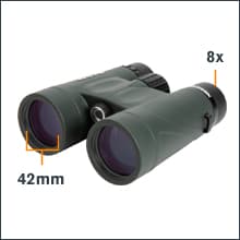 Celestron - Nature DX 8x42 Binoculars – Ideal for Birding and Outdoors – 42mm Objective Lenses – Wide 7.4° Field of View – BaK-4 Prisms – Fully Multi-Coated – Waterproof and Fogproof