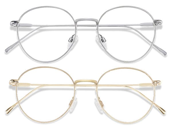 ANDWOOD Blue Light Blocking Glasses Women Men Small Face Computer Clear Bluelight Blocker Super Lightweight Metal Frame Round