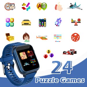 Kids Smart Game Watch with 24 Games HD Touch Screen Video Camera Music Player Pedometer Flashlight Alarm Clock 12/24 hr, Gifts for 5-12 Year Olds Boys