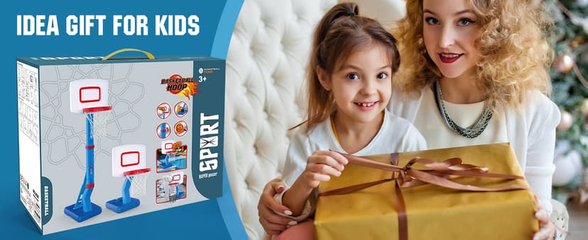 SUPER JOY Toddler Basketball Hoop - Height Adjustable Kids Hoop for Indoor & Outdoor Play - Portable Mini Basketball Goal for Poolside- Game Sport Toy for Boys & Girls Age 1 2 3 4 5