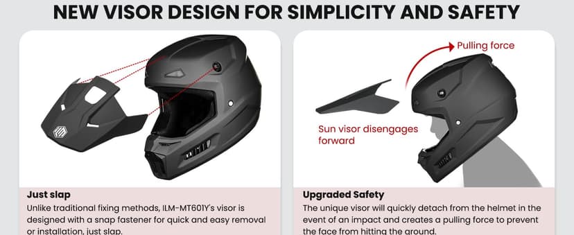 ILM Youth Dirt Bike Helmets Kids ATV Helmet Motorcross BMX Off Road Motorbike with Goggles Gloves Mask DOT Model MT601Y (Matte Black, Youth-XLarge)